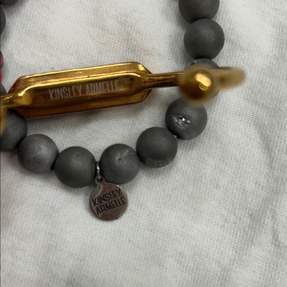 Elegant KinsleyArmelle Gray and Gold Bracelet Set - Picture 2 of 3